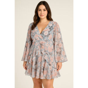 Francesca's Mi Ami Women Bell Sleeve Dress XL Floral Boho Fairy Coquette Cottage